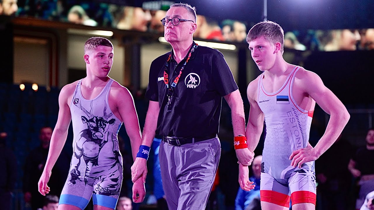 U17 Artturi Eemili Reinio (EST) vs Ilias Laaouina (NED) 60kg. Greco-roman boys wrestling.