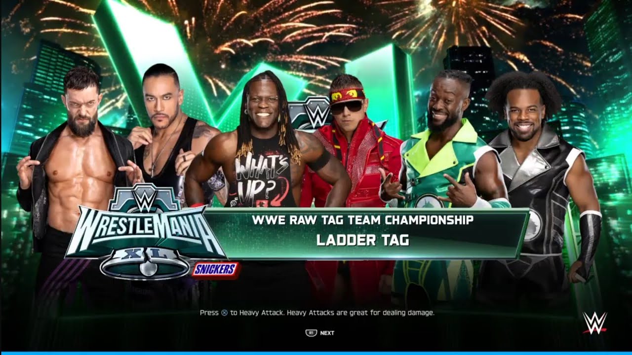 Raw Tag Team Title Triple Threat Ladder Match WrestleMania 40. WWE 2K25