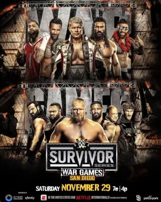 Roman Reigns vs Cody Rhodes face to face WWE Survivor Series 2025 WarGames 11/29/25 (2025) poster