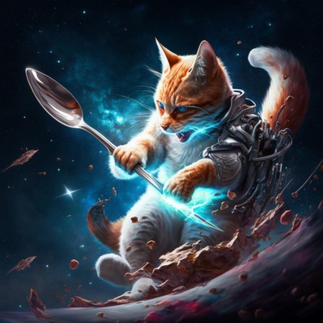 cat in space fighting cyber dragons with a spoon cover art