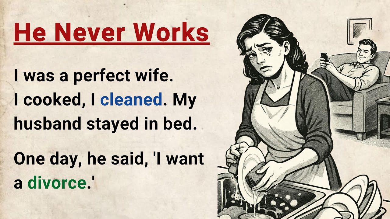 Learn English through Stories Level 3 ⭐ He Never Works - Emotional English Story for Listening Pract cover art