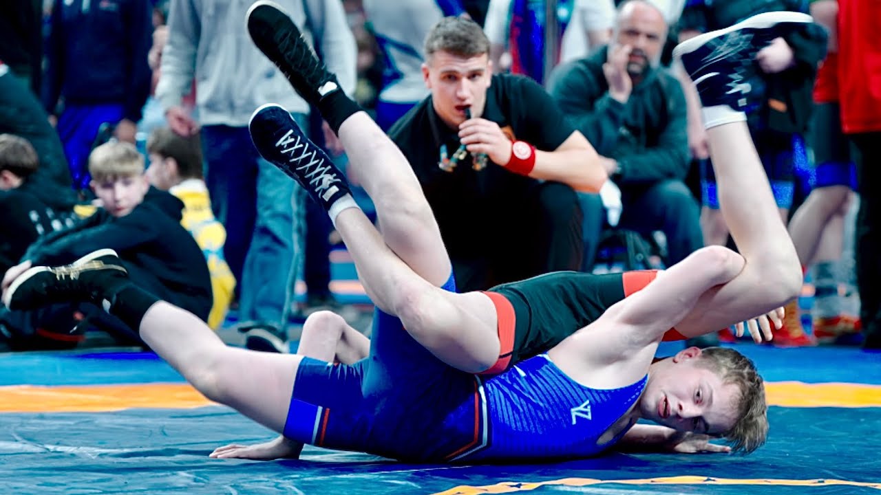 U17 Tymur Karpov (UKR) vs Deni Zakriyev (FRA) 55kg. Freestyle boys youth wrestling tournament.
