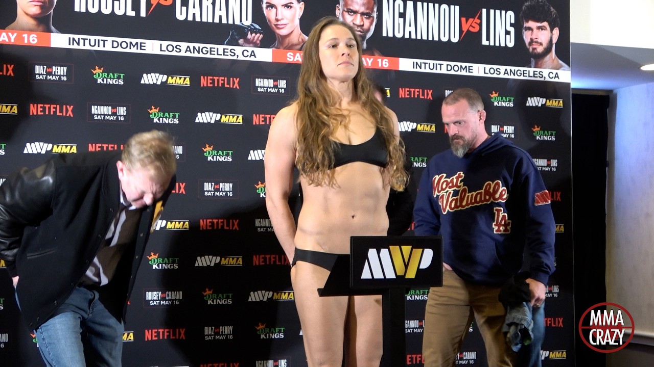 Ronda Rousey Weigh Ins for MVP MMA against Gina Carano