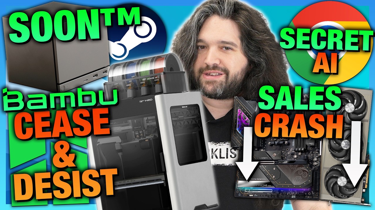 HW News - F You, Bambu Lab, Chrome Eats 4GB for AI, More Steam Machines, Router Ban Update cover art