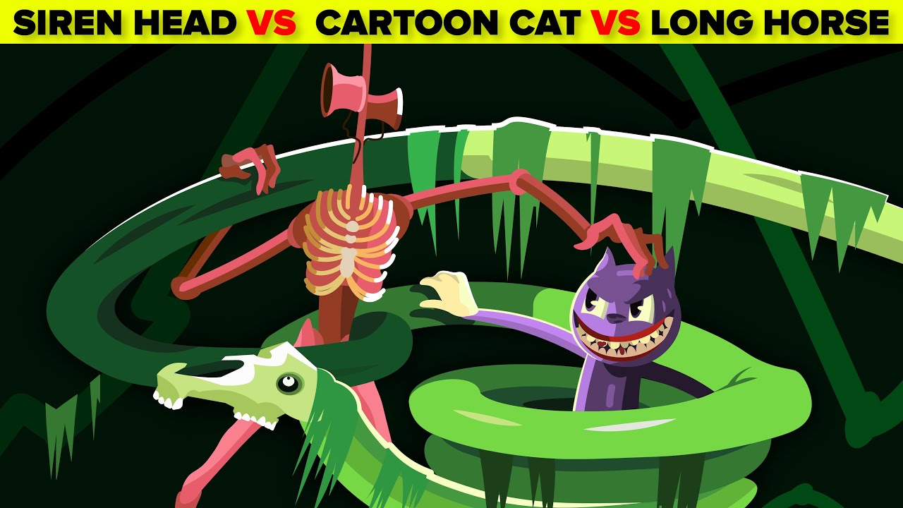 Siren Head vs Cartoon Cat vs Long Horse - Horror Monster Battle Royale cover art