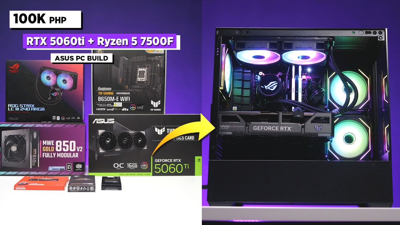 Build VLOG (POV): ₱100K ASUS PC Build | RTX 5060 ti | Ryzen 7500F | CM Elite 690 Wood cover art