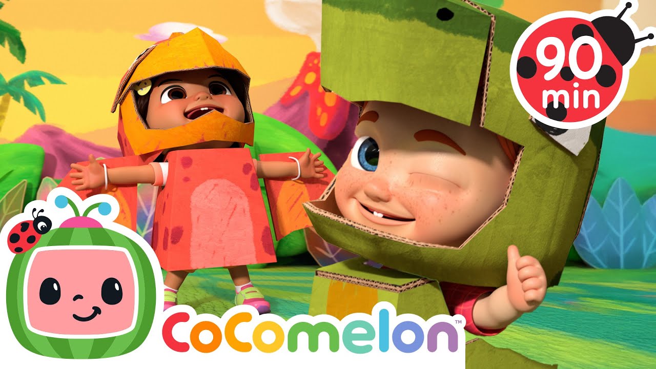 Dinosaur Kids! Stomp Around At The Melonpatch! | CoComelon | Sing Along | Learn about Animals cover art