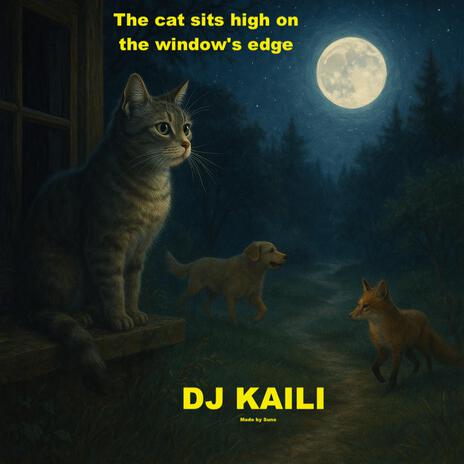 The cat sits high on the window's edge cover art