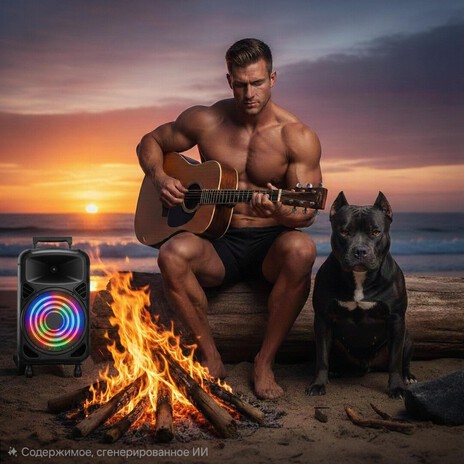 Calm guitar music by the sea at sunset