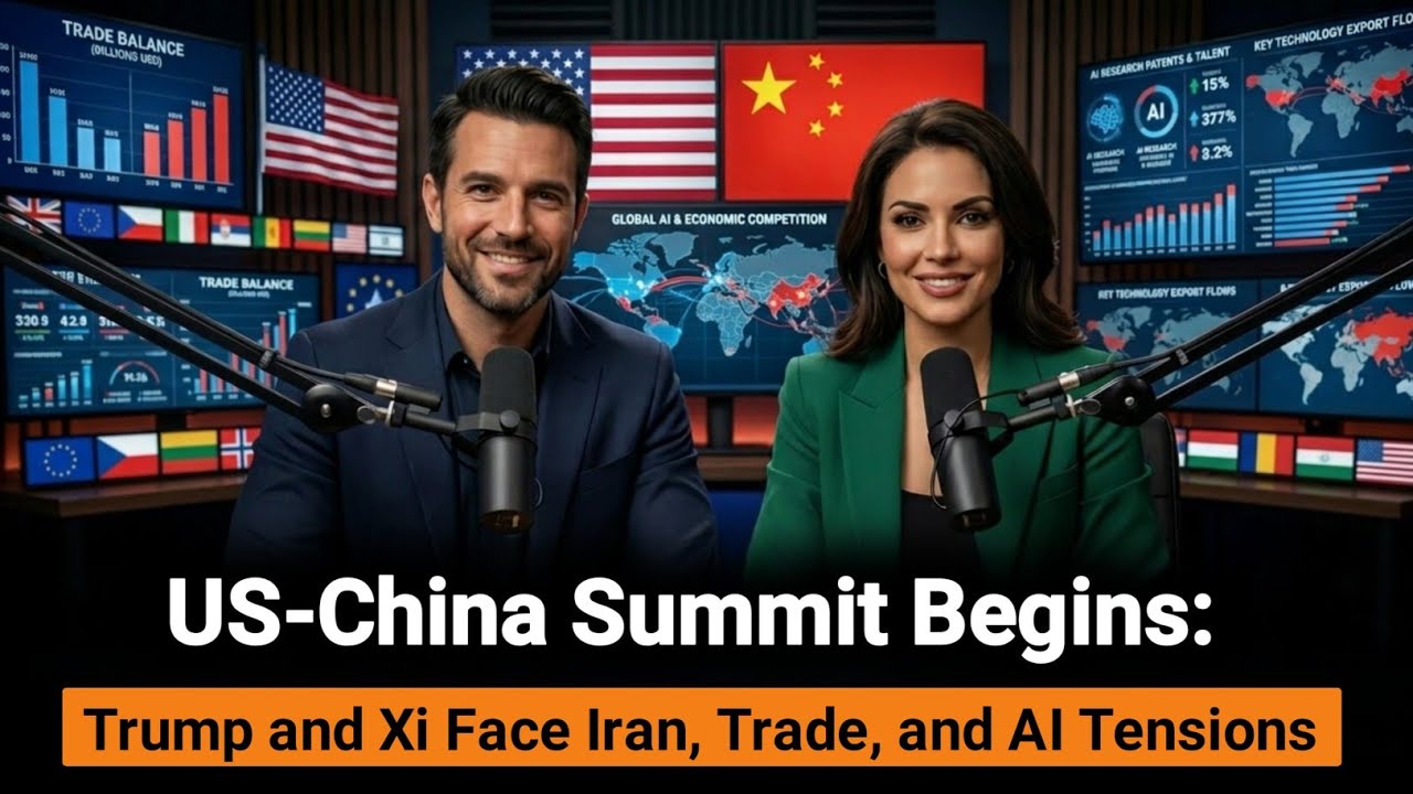 US–China Summit Begins: Trump and Xi Face Iran, Trade & AI Tensions Explained | The English Globe cover art
