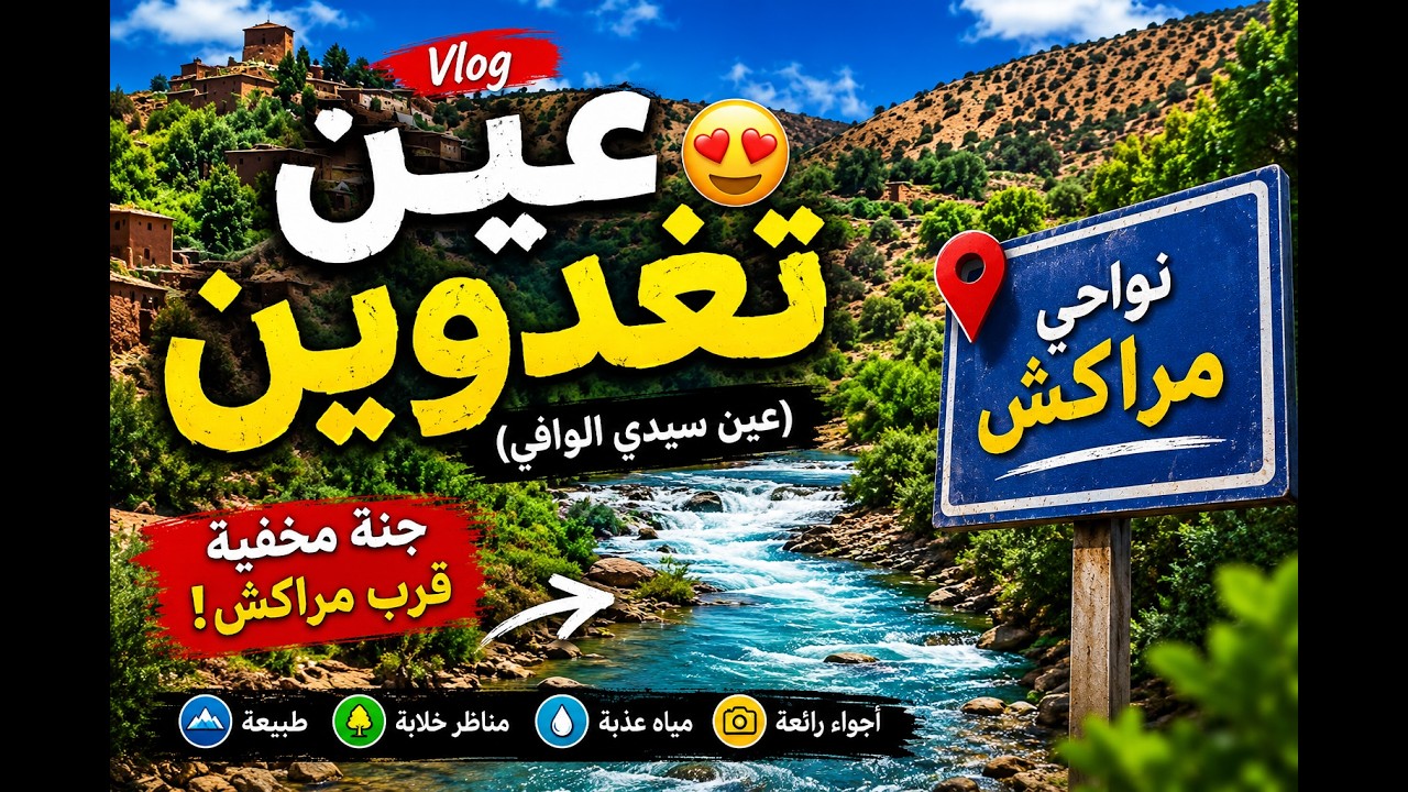 عين تغدوين 😍 جنة مخفية قرب مراكش | عين سيدي الوافي 🌿 مناظر طبيعية خيالية Vlog cover art