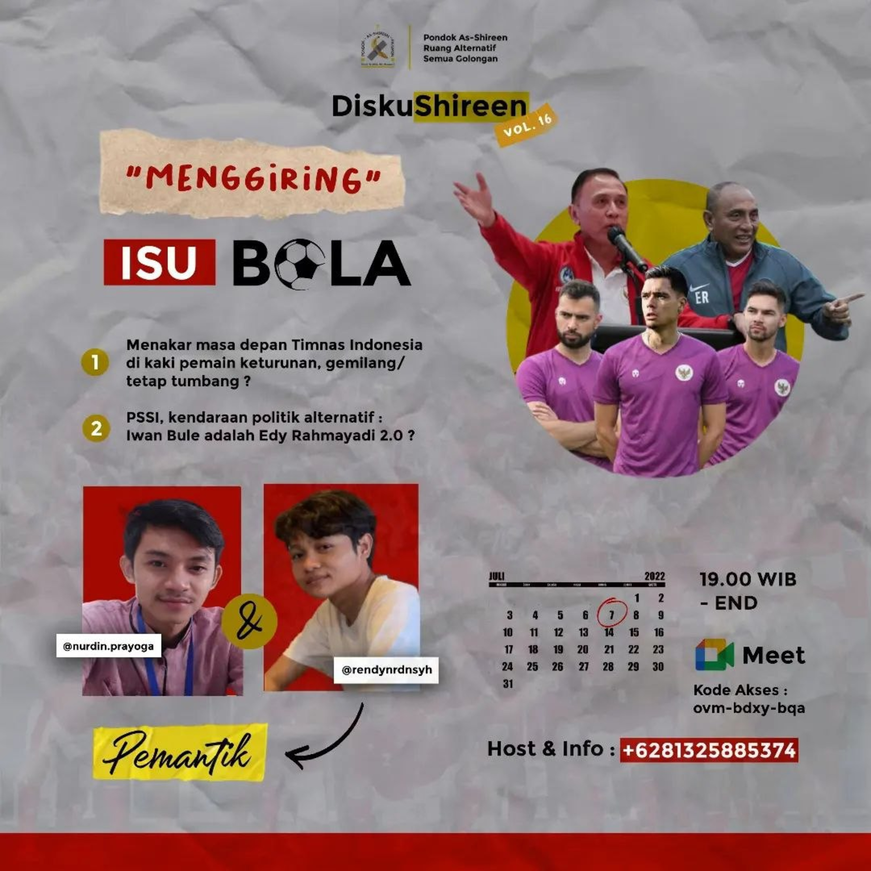 Diskusi "Menggiring Isu Bola" : Naturalisasi & Politik Sepakbola - Shireen Institute cover art