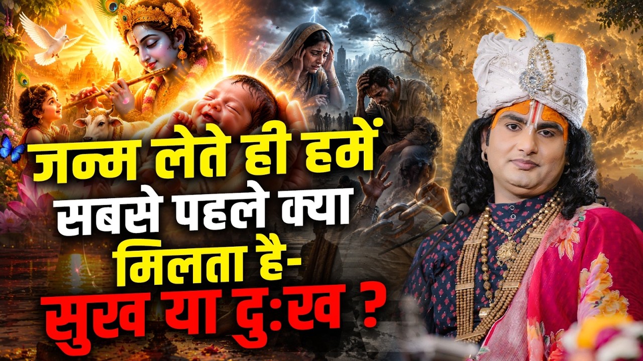 जन्म लेते ही हमें सबसे पहले क्या मिलता है- सुख या दुःख? | Aniruddhacharya Ji cover art