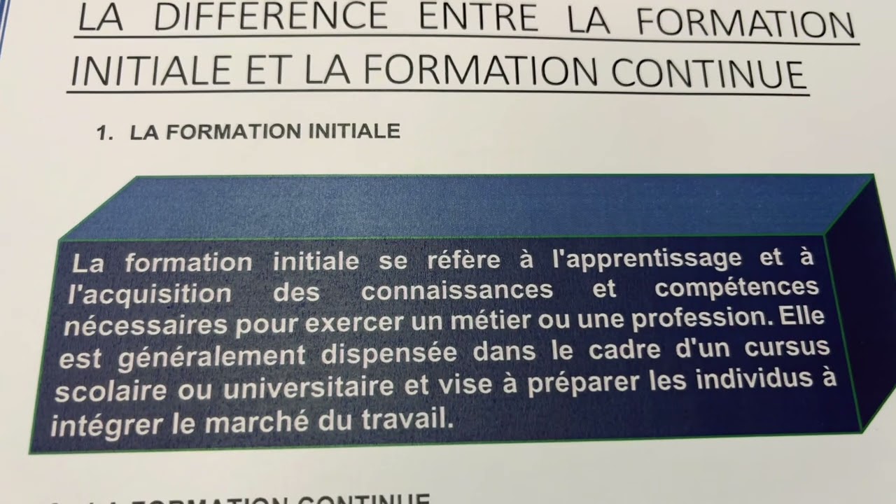 LA DIFFÉRENCE ENTRE LA FORMATION INITIALE ET LA FORMATION CONTINUE