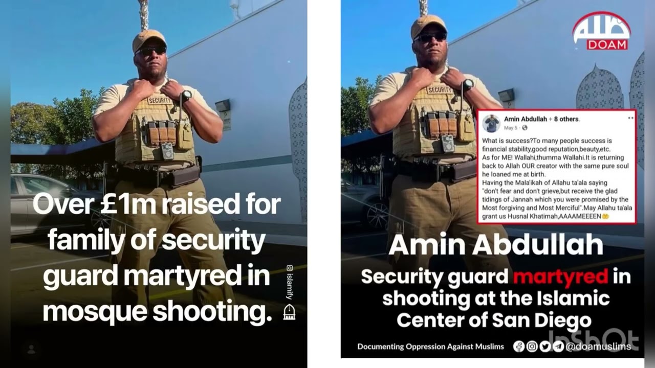 Over £1m raised for family of security guard Amin Abdullah martyred in San Diego mosque shooting!🤲 cover art