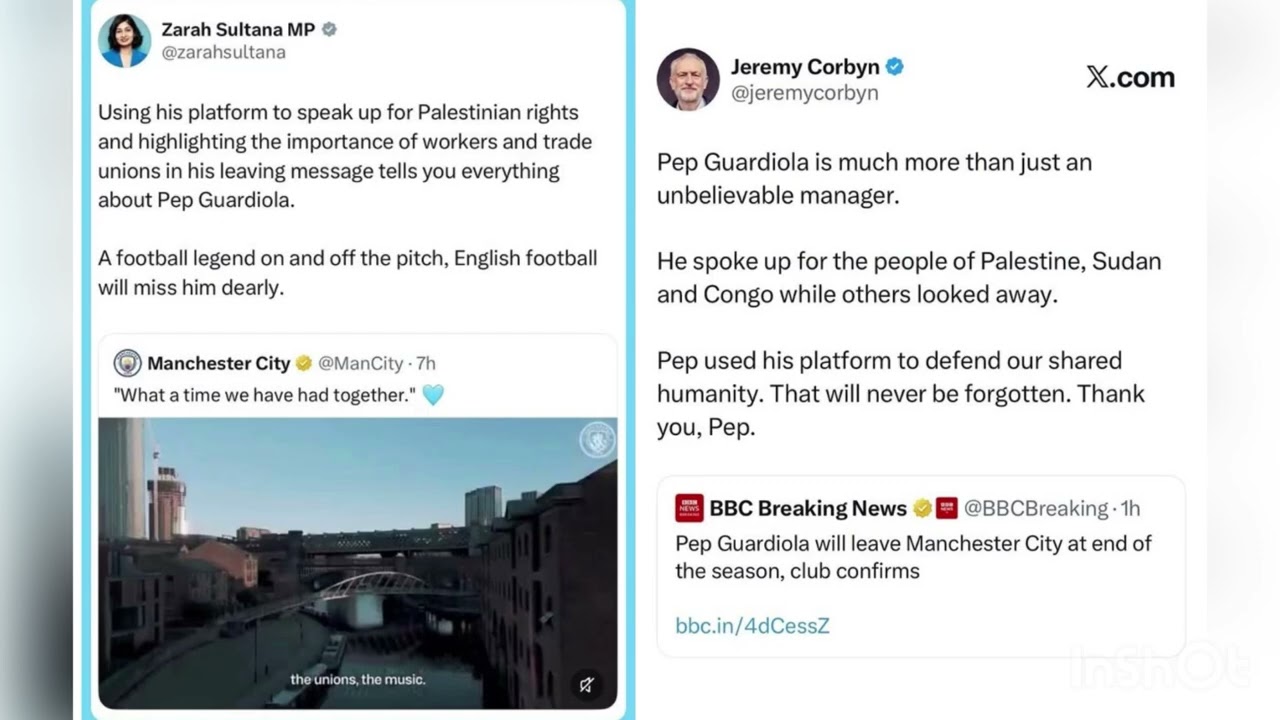 Independent MPs for your party Zarah Sultana and Jeremy Corbyn praise Pep Guardiola on Palestine  cover art