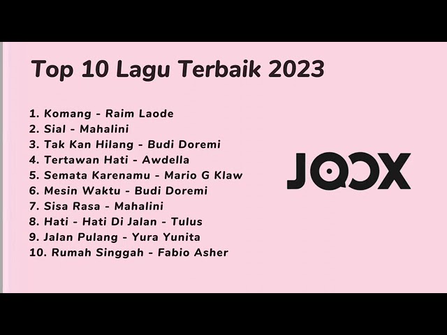 PLAYLIST LAGU INDONESIA TERBAIK 2023 BY JOOX  RAIM LAODE  MAHALINI  TULUS  MARIO G KLAU cover art