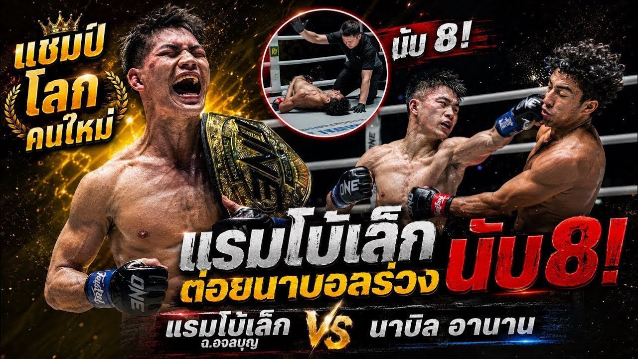 แชมป์โลกคนใหม่ แรมโบ้เล็กต่อยนาบอลร่วงนับ8! แรมโบ้เล็ก ฉ.อจลบุญ vs นาบิล อานาน