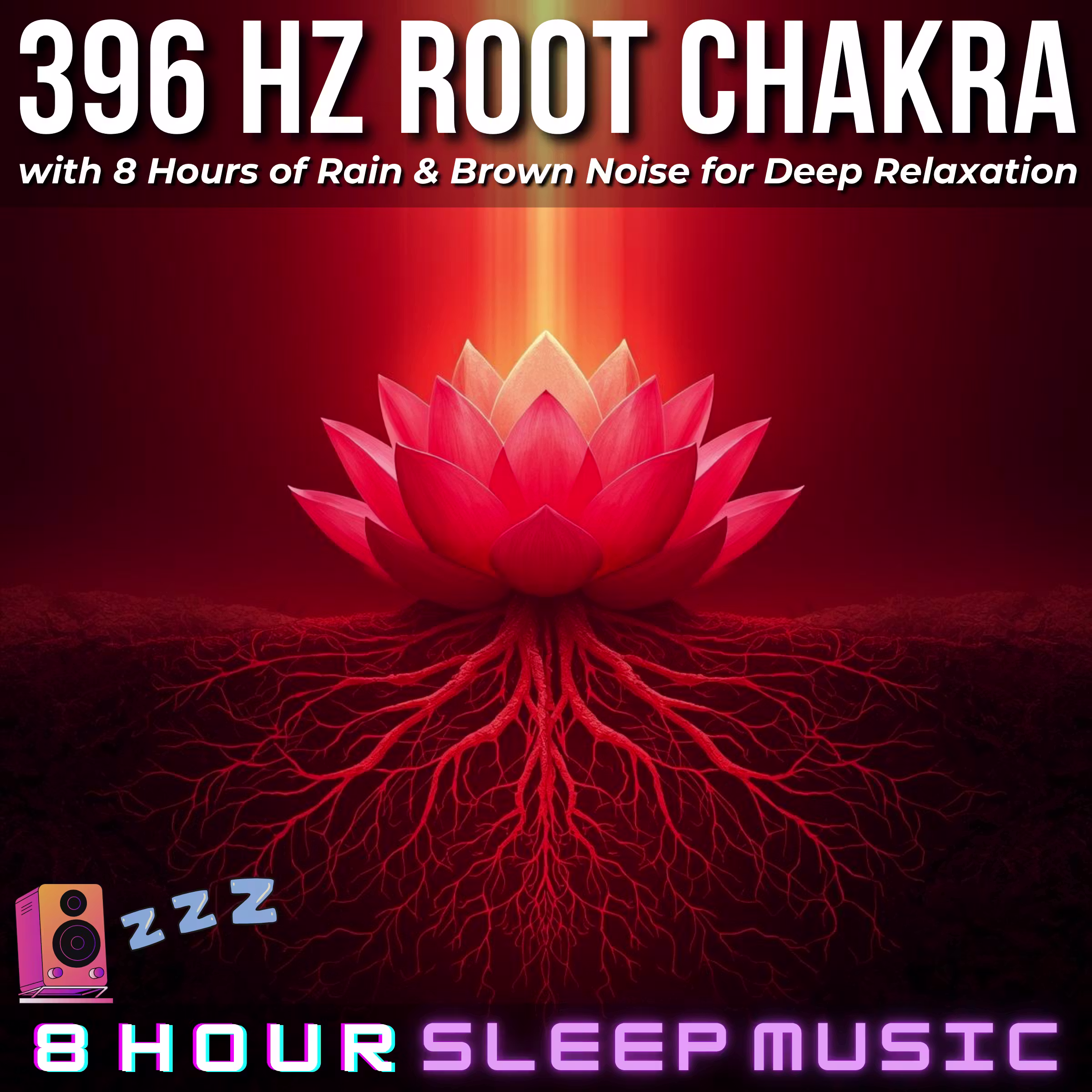 ๐ 396 Hz Root Chakra Sleep Music with 8 Hours of Rain & Brown Noise for Deep Relaxation & Grounding ๐ง๏ธ cover art