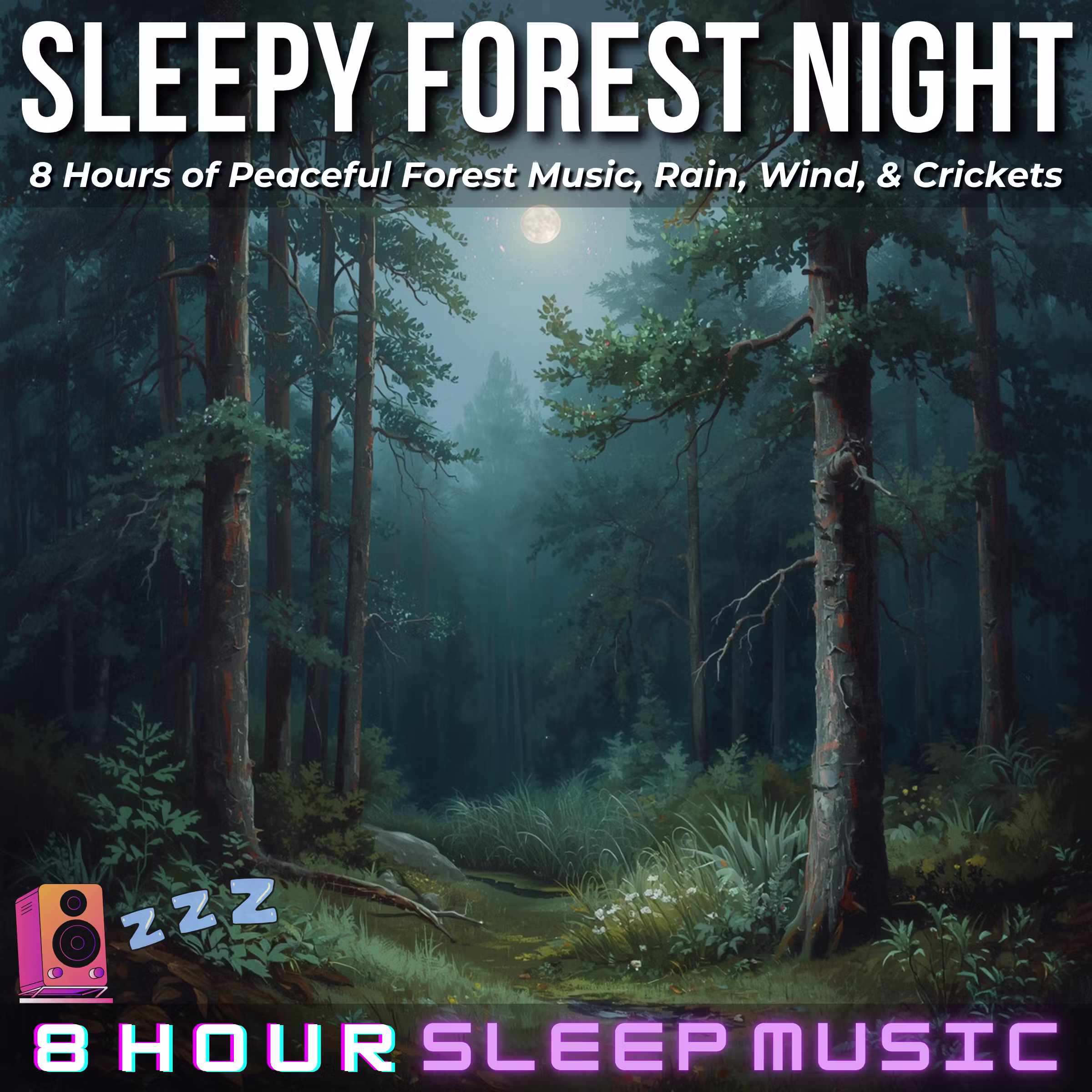 ๐ฒ Sleepy Forest Night | 8 Hours of Peaceful Forest Music with Gentle Rain, Wind, & Crickets for Deep Healing Sleep ๐ค cover art