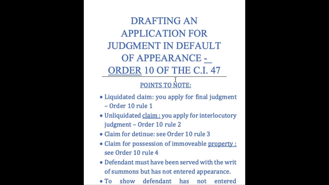 Drafting An Application for Judgment in Default of Appearance(Civil Procedure)