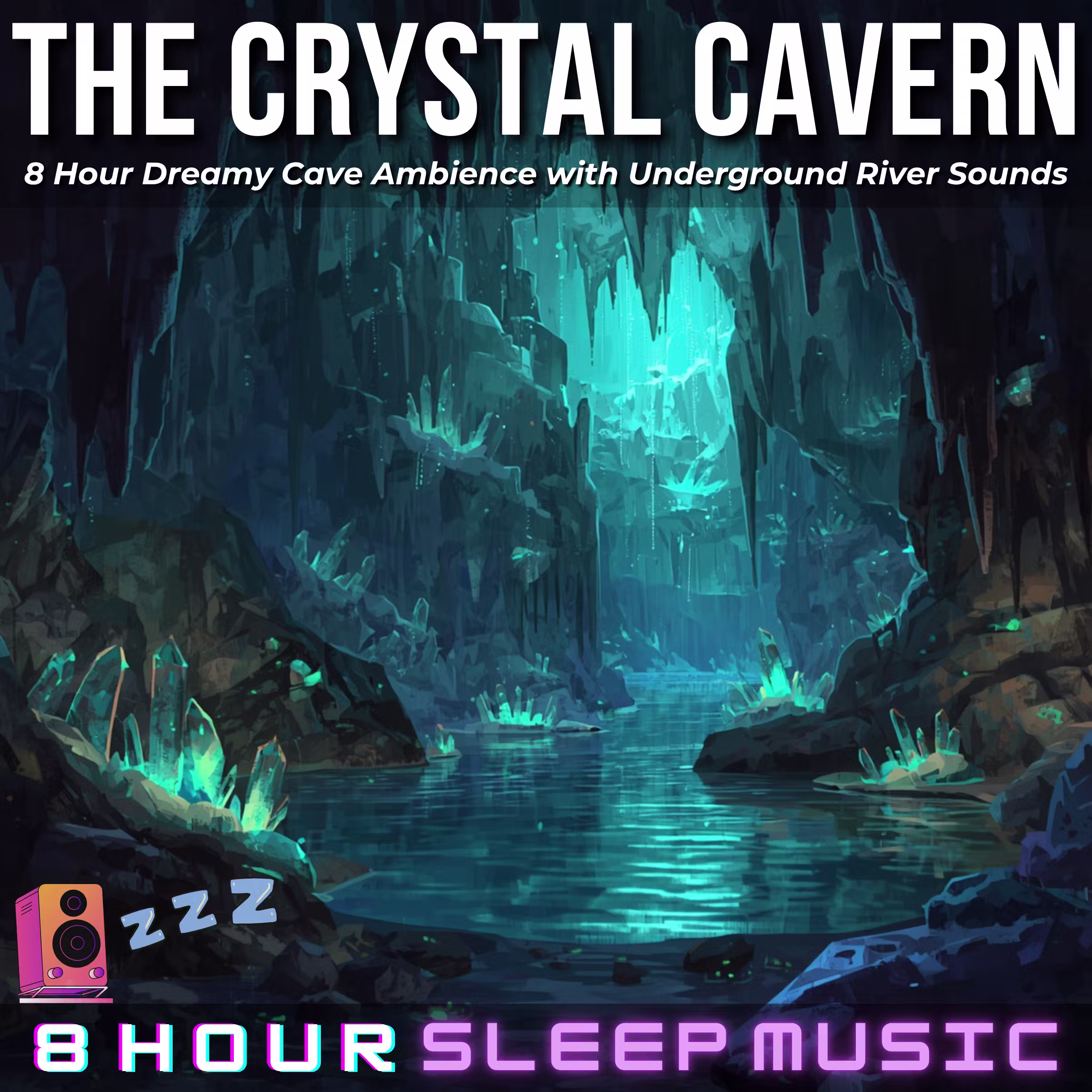 ๐ฎ The Crystal Cavern | 8 Hour Dreamy Cave Ambience with Underground River Sounds for Deep Sleep ๐ง cover art
