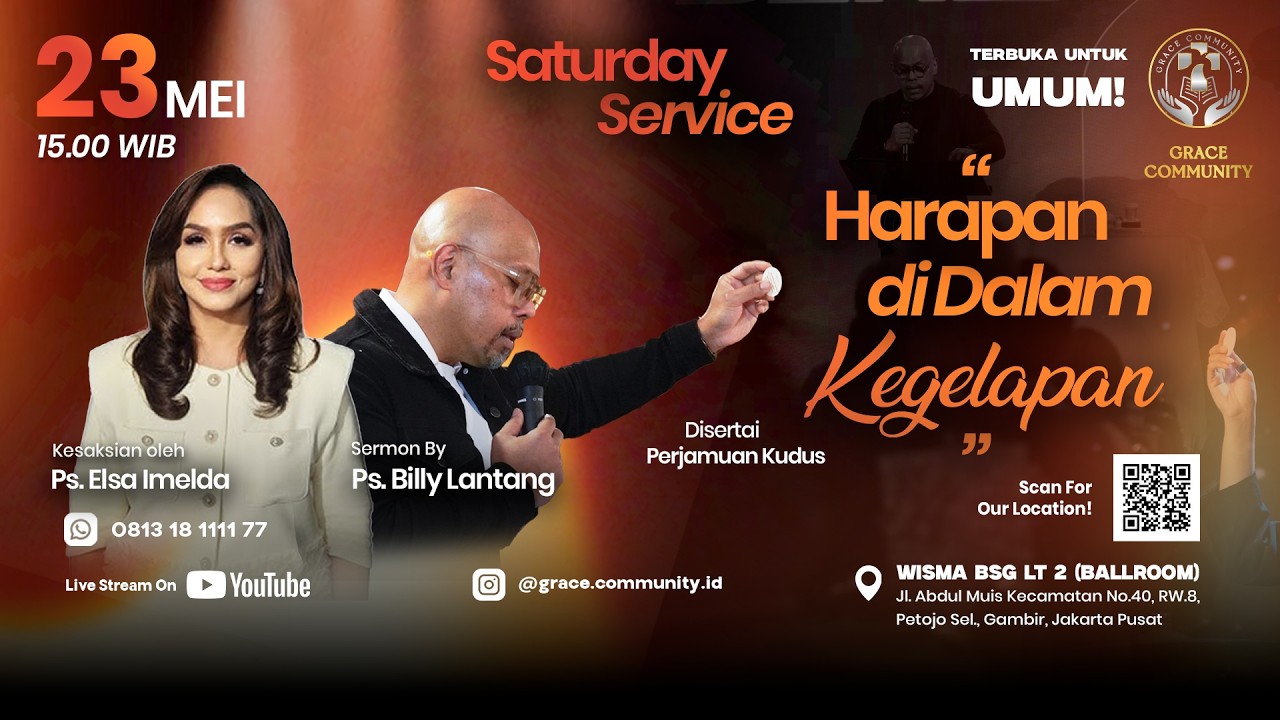 LIVESTREAMING🔴 "HARAPAN DI DALAM KEGELAPAN" - Ps. Billy Lantang & Ps. Elsa Imelda - 23 Mei 2026 cover art