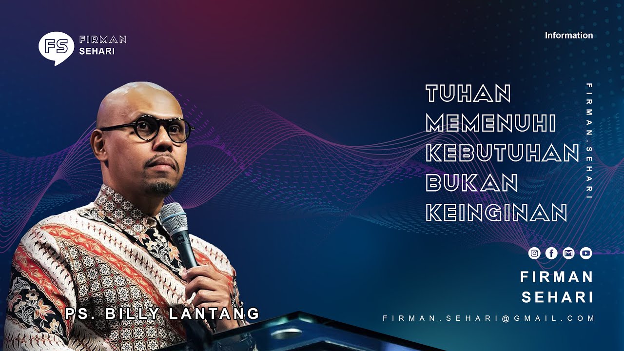 TUHAN MEMENUHI KEBUTUHAN BUKAN KEINGINAN - PS. BILLY LANTANG - Firman Sehari cover art