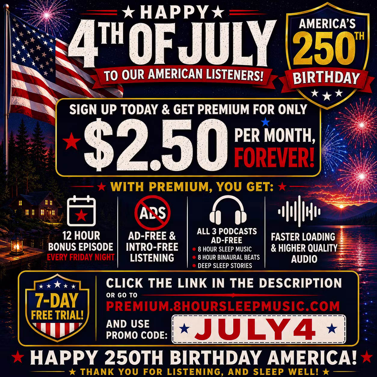 ๐ HAPPY 250TH AMERICA! Get Premium For Only $2.50 Per Month FOREVER! Use Promo Code "JULY4" at Checkout ๐บ๐ธ cover art