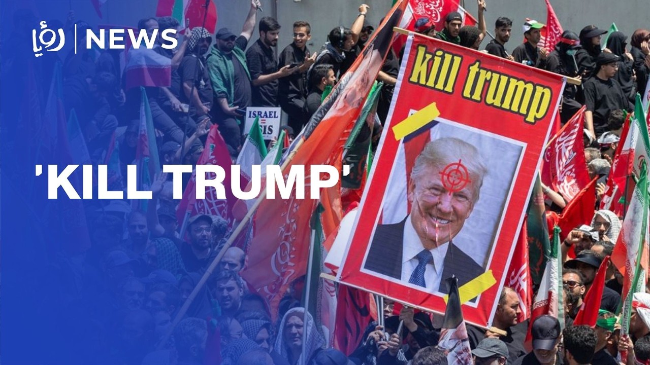 Anti-Trump bounty banner appears ahead of Khamenei funeral cover art