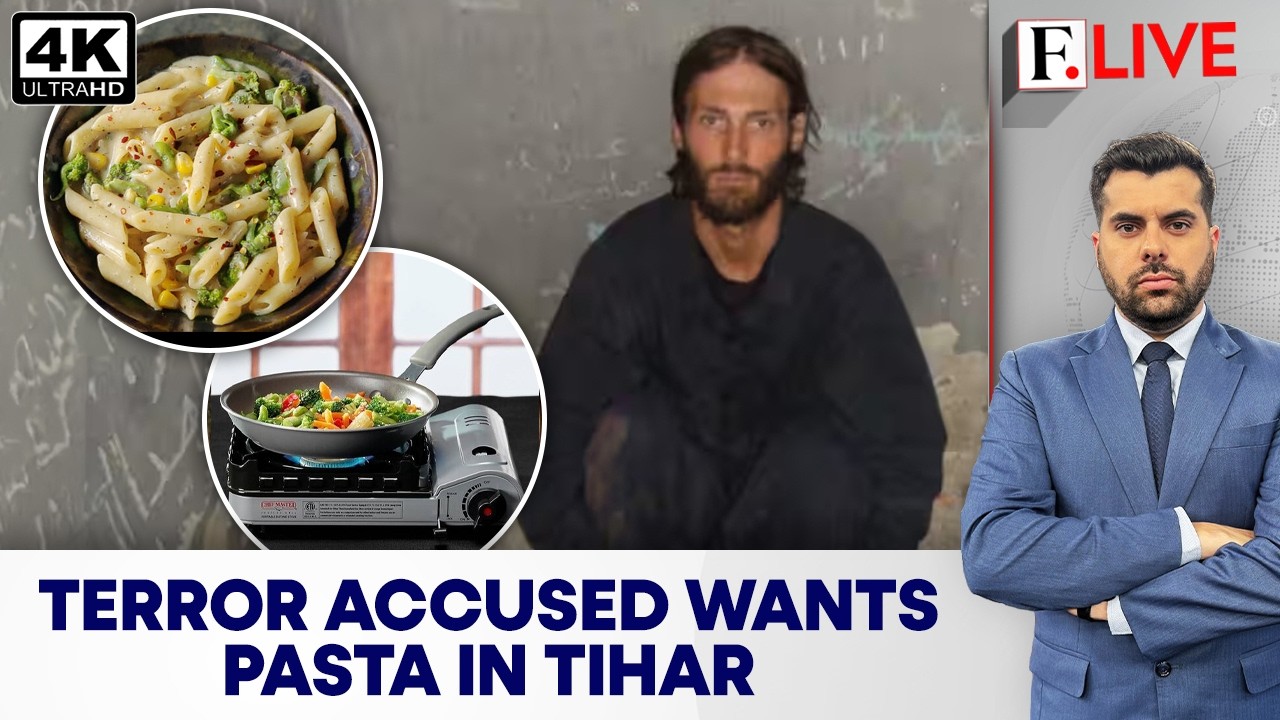 Pasta, Shrimp & a Stove? US Terror Accused's Unusual Tihar Jail Demand | Firstpost Live | 4K cover art