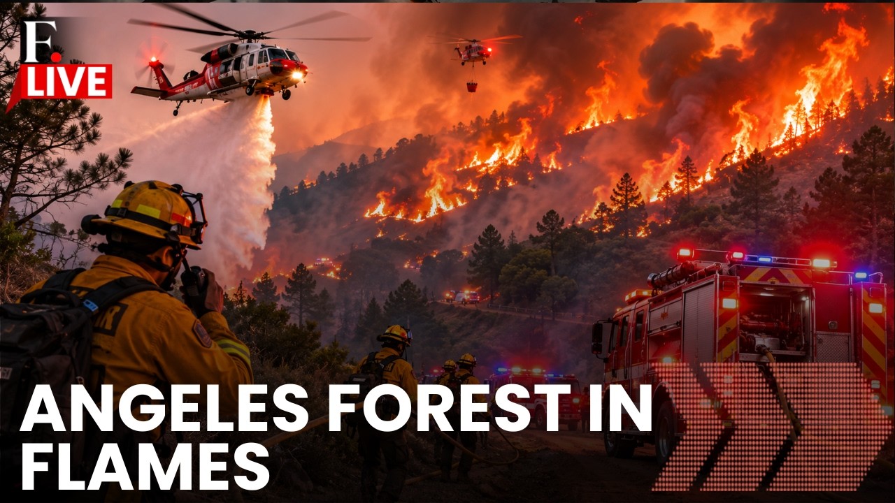 Evacuations Ordered as Forest Fire Spreads Into Angeles National Forest | LIVE cover art