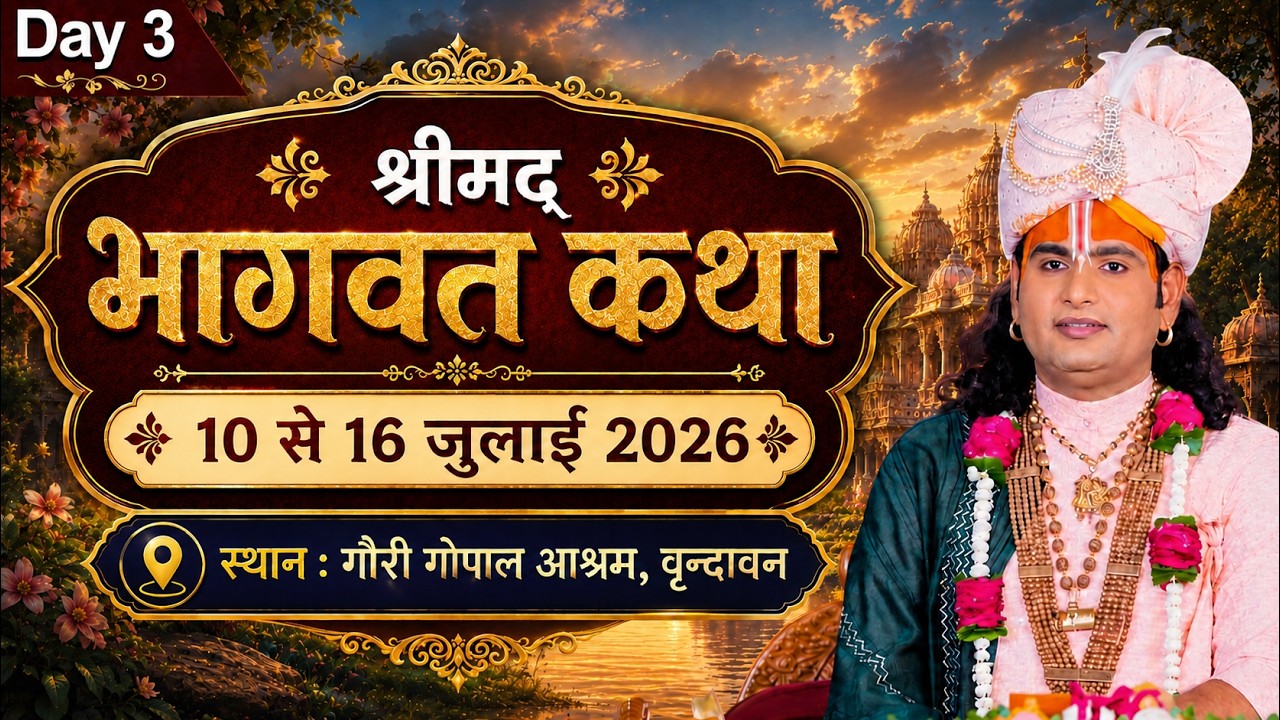 -LIVE - DAY - 3 --श्रीमद्भागवत कथा । श्री अनिरुद्धाचार्य जी महाराज 12.07.2026 . वृन्दावन cover art