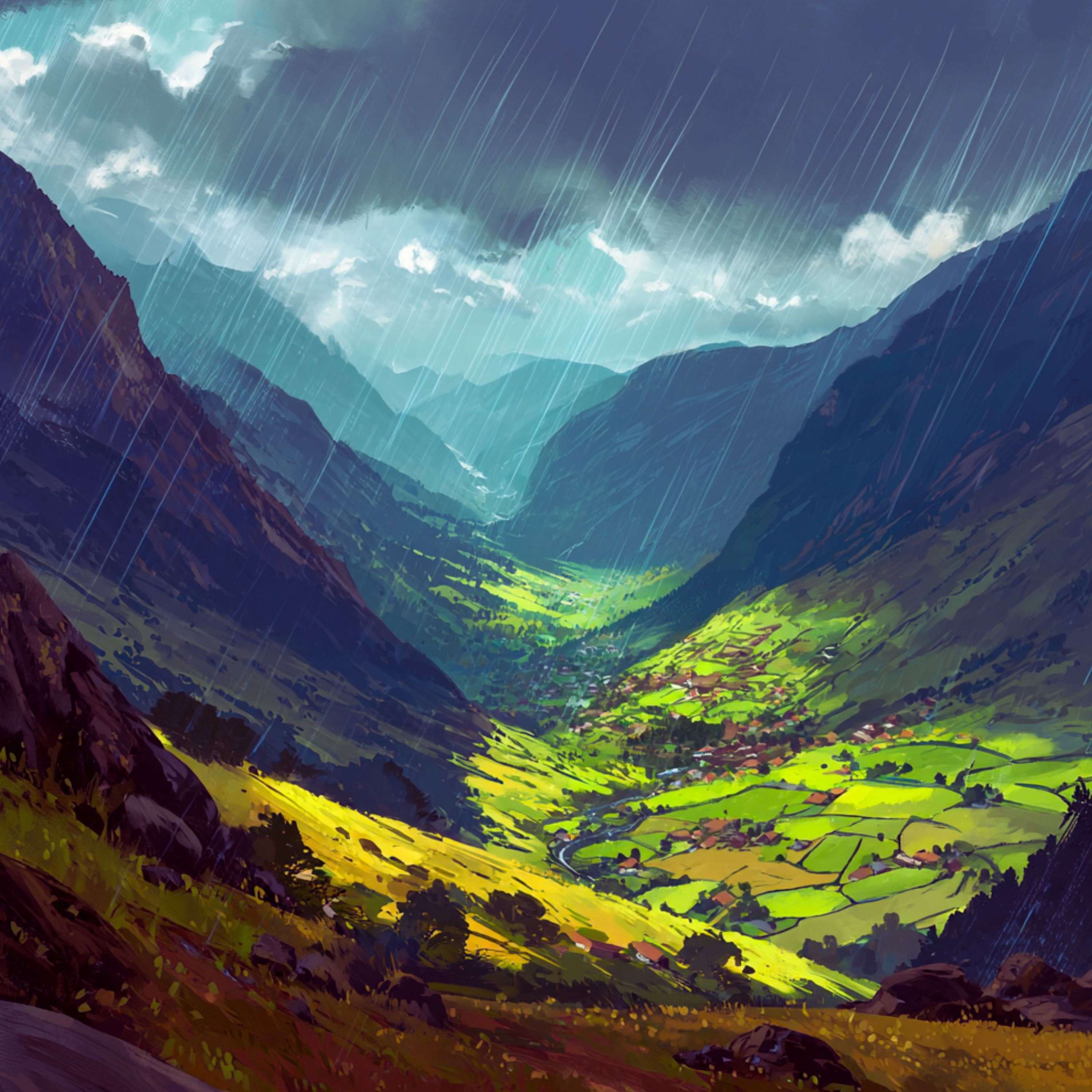 Rainfall Over a Quiet Mountain Valley cover art