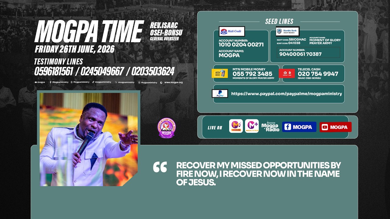 I RECOVER MY MISSED OPPORTUNITIES || MOGPA TIME WITH REV O B || 26  - 06 - 2026 cover art