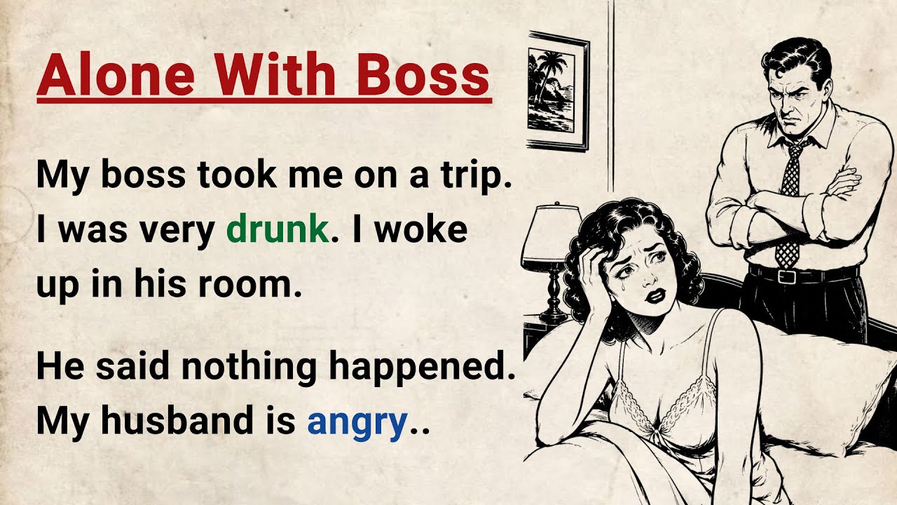 Learn English through Stories Level 3 ⭐ Alone With Boss - Improve your English | English Audio Story cover art