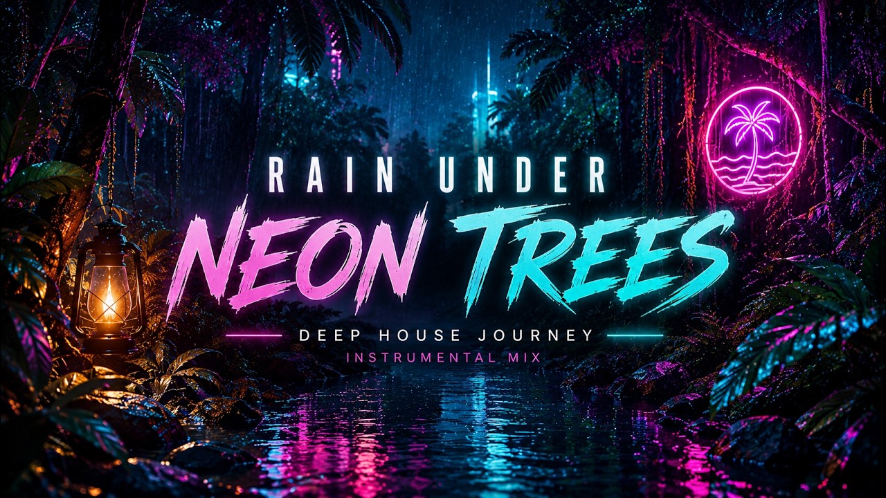 Rain Under Neon Trees | Deep House Rainforest Journey | Bamboo Flute Instrumental cover art