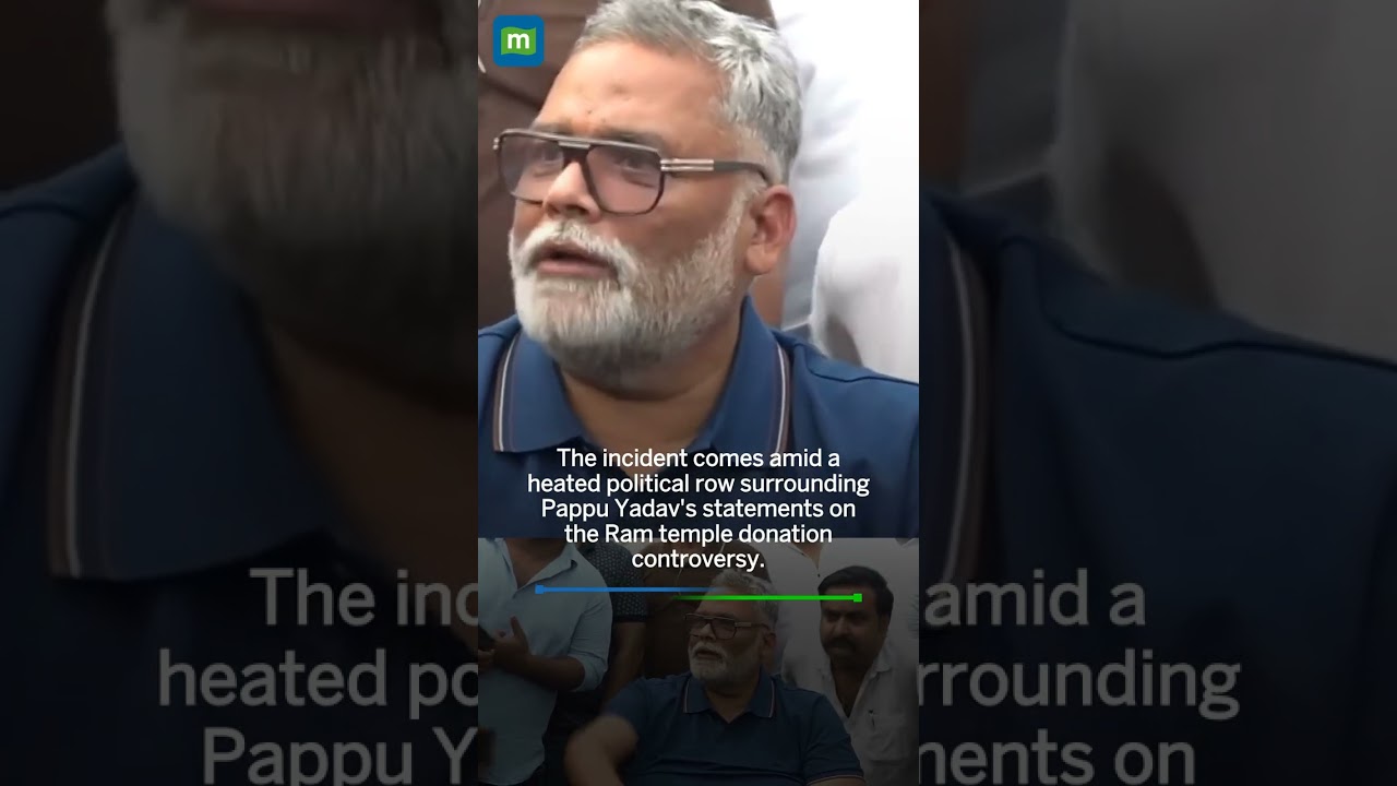 Moment when Pappu Yadav was attacked by a shoe over his 'Ram temple donation theft act' cover art