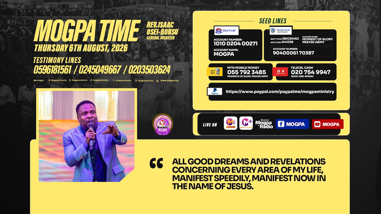 ACTIVATING YOUR GOOD DREAMS || MOGPA TIME WITH REV O B || 06 - 08 - 2026 cover art