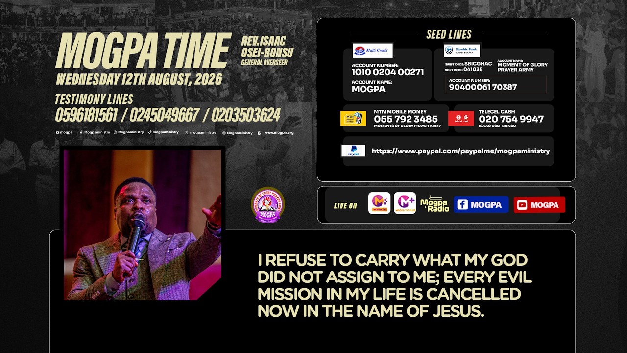 RESISTING DEMONIC ASSIGNMENTS IN YOUR LIFE || MOGPA TIME WITH REV O B || 12 - 08 - 2026 cover art