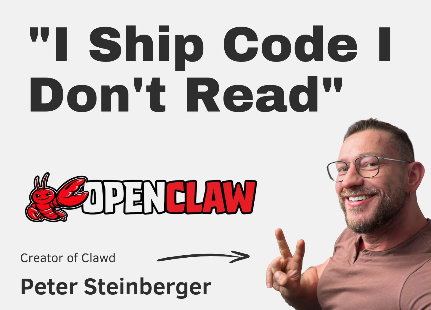 The creator of Clawd: "I ship code I don't read" cover art