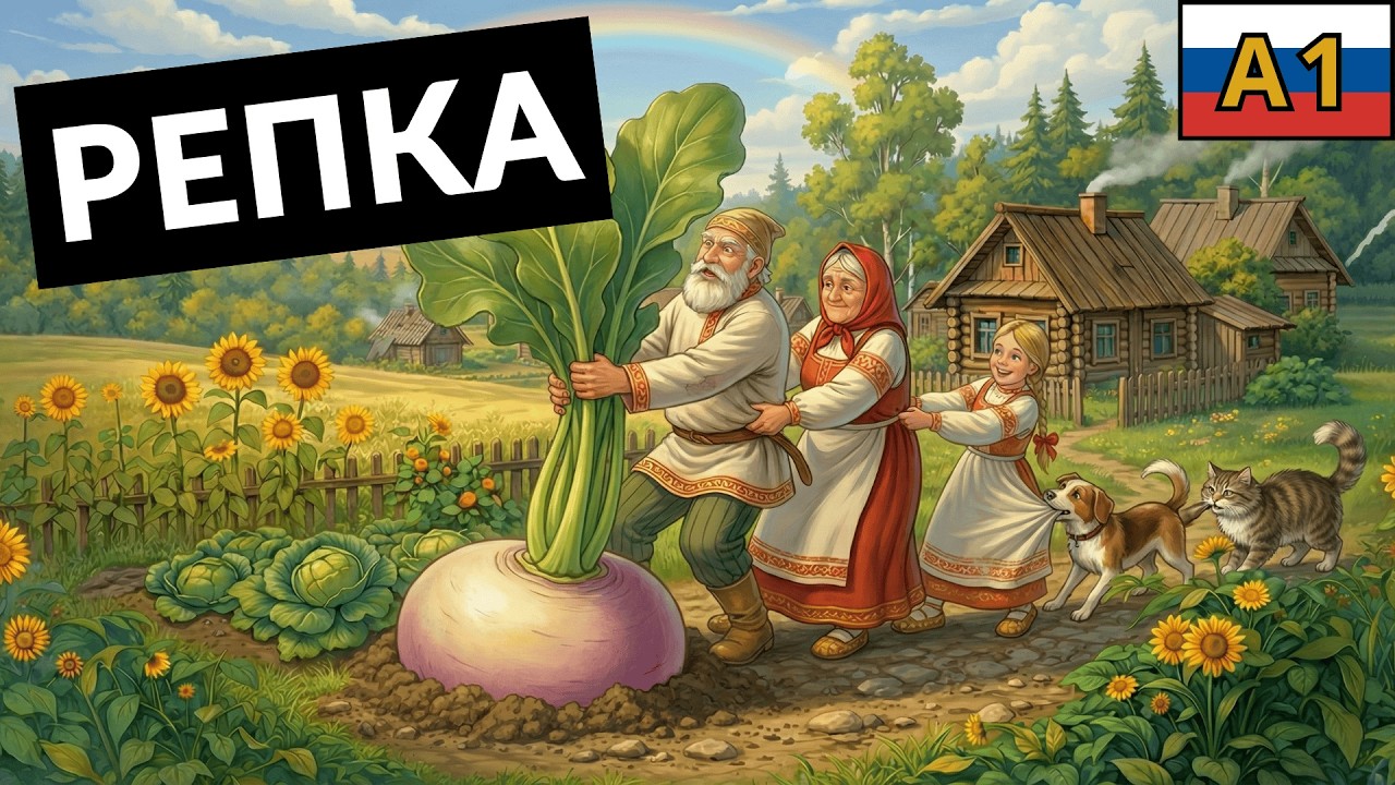Russian Fairy Tale in Slow Russian – The Turnip (Репка) / Level 1 cover art