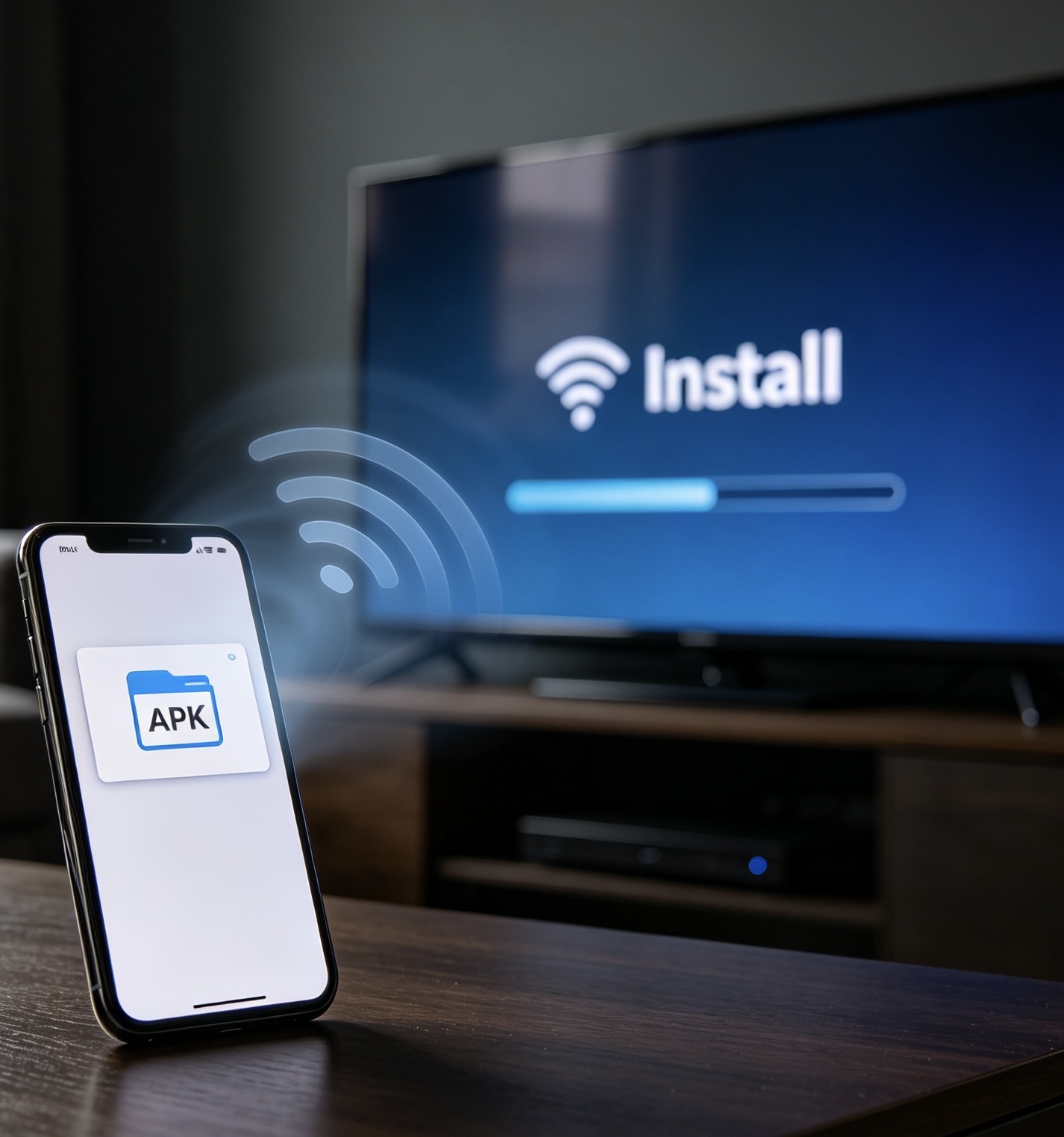 Transferring the MovieBox APK from a phone to Android TV over Wi-Fi