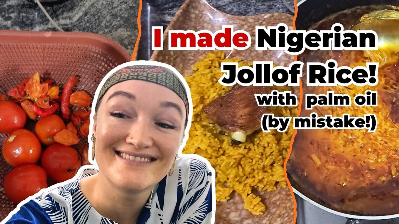 How I Made Nigerian Jollof Rice (with palm oil?) | Oyinbo in NIgeria! #lifeinnigeria #nigerianfood cover art