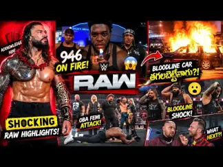 WWE RAW SHOCKING! 😱 Bloodline Car ని తగలబెట్టేశారు, Oba Femi పై Brutal Attack &amp; Bayley RETURNS! (2026) poster