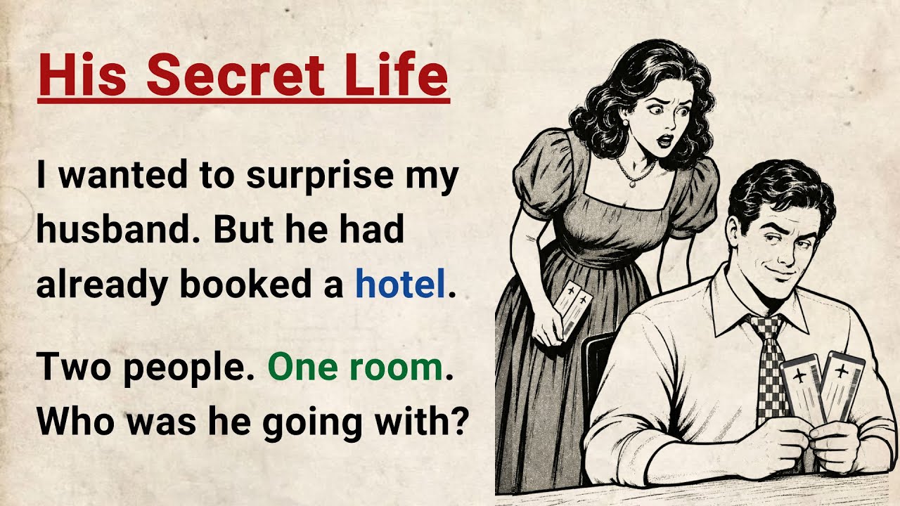 Learn English through Stories Level 3 ⭐ His Secret Life - Emotional English Story for Listening cover art