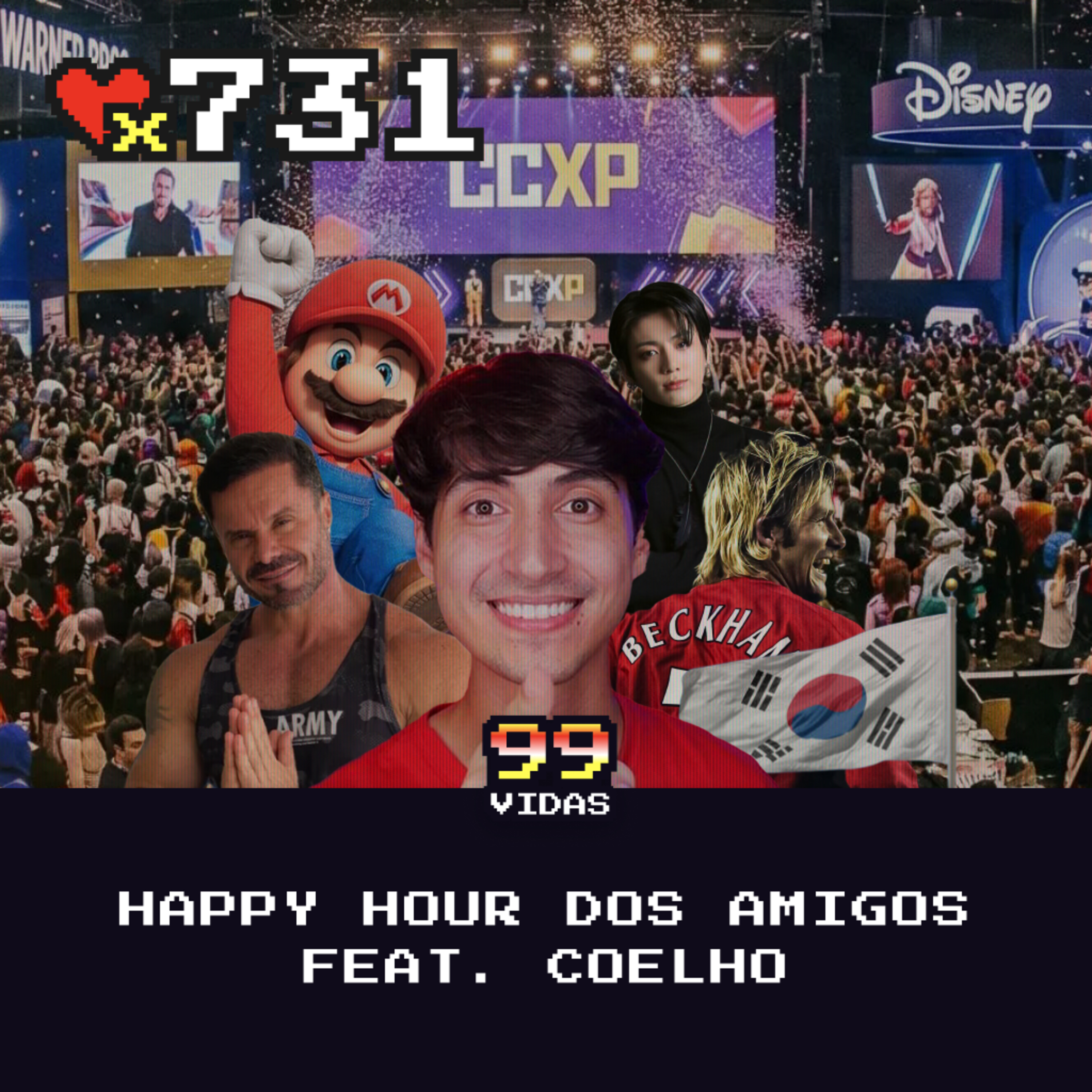 99Vidas 731 - Happy Hour dos Amigos feat Coelho (Eventos nerds e geeks, a febre da cultura sul-coreana, Harmonização facial e mais) cover art