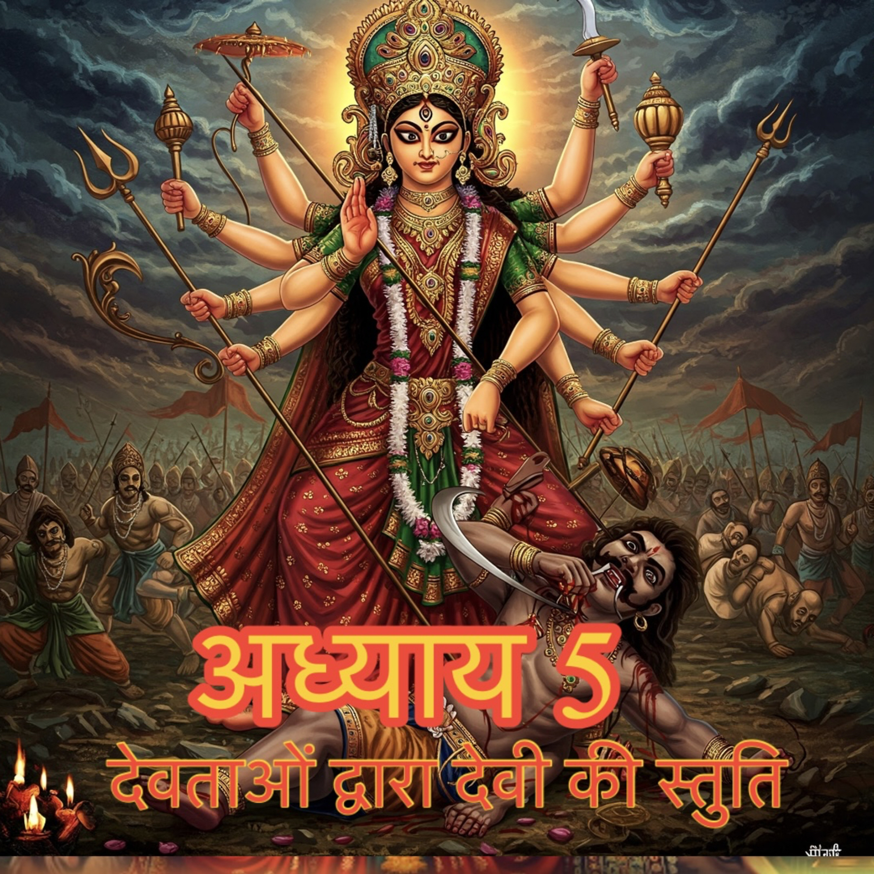 श्री दुर्गा सप्तशती अध्याय ५| Shri Durga Saptshati Chapter 5| देवताओं द्वारा देवी की स्तुति | Hindi cover art