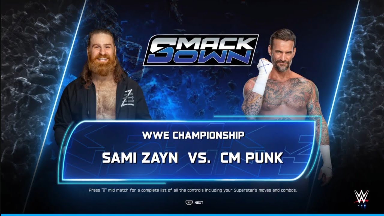 Sami Zayn vs CM Punk. Smackdown. WWE 2K25