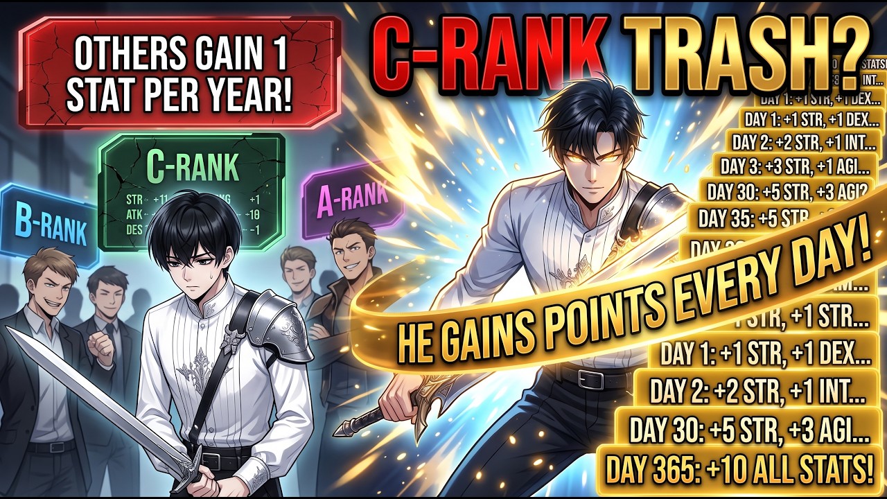 He got a trash C-rank talent, but while others gain 1 stat point a YEAR, he gains points EVERY DAY! cover art